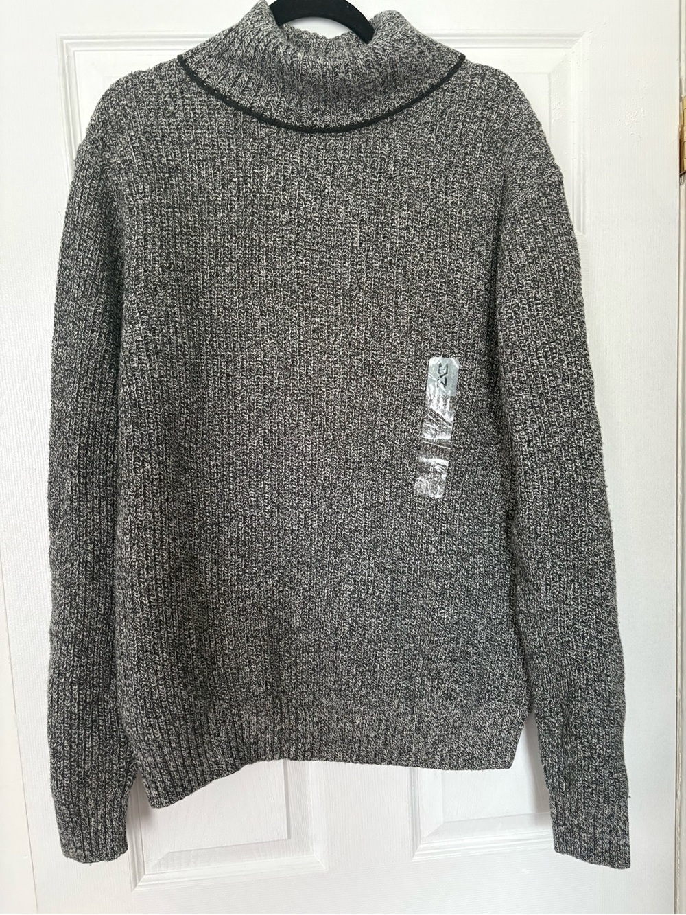 NWT Mutual Weave Black Marl Turtleneck Sweater Men XL Wool Blend